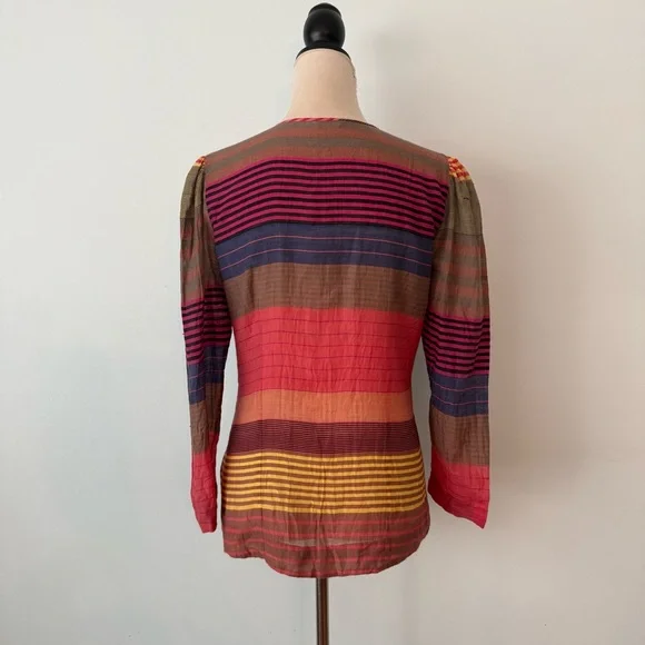✨ GORMAN Australian Striped Cotton Silk Button Front Blouse Size 10 ✨ - Picture 7 of 13